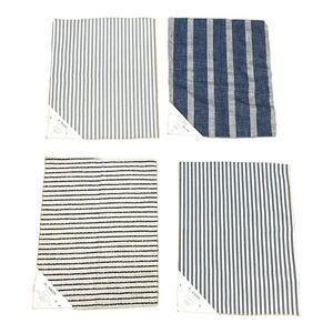 Linen Blend Stripe Fabric Samples Lot craft Kaufman Polyester Blue & White